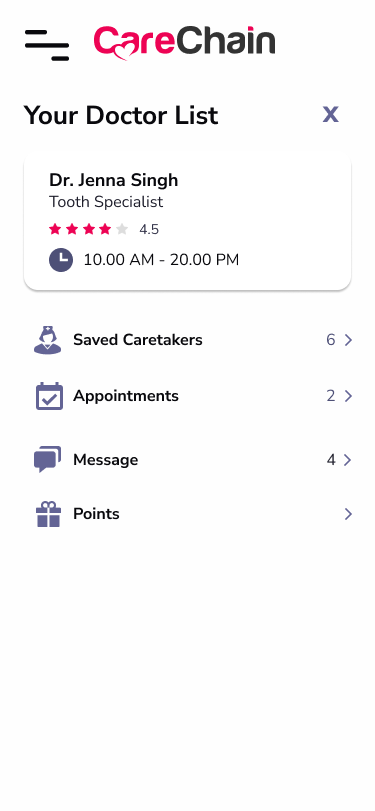 Care Chain Doctor List page