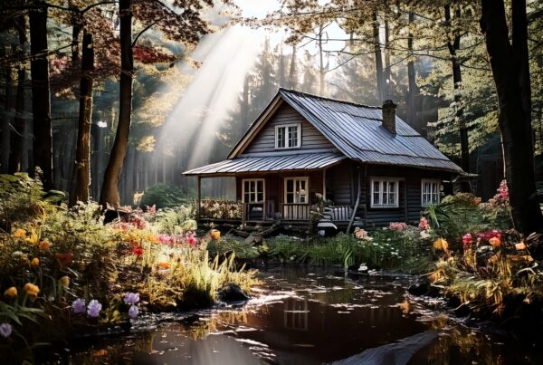 The morning light filtered through the cabin's dusty windows, casting long rays in a forest